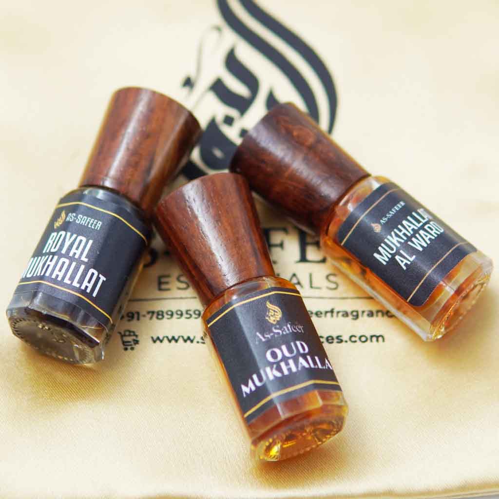 Eid Combo Attars – Royal Mukhallat, Oud Mukhallat & Al Ward | Premium Non-Alcoholic Attar Gift Set