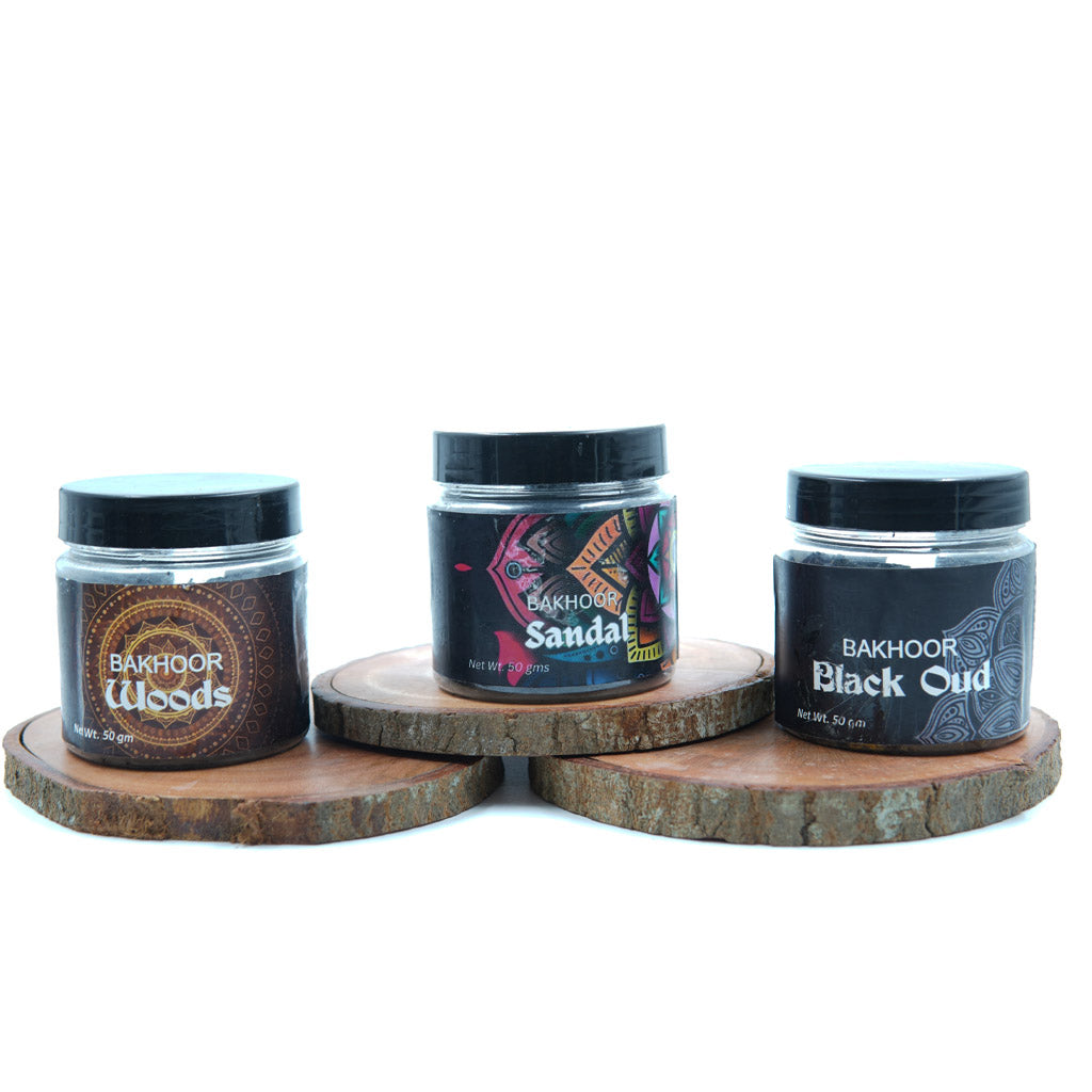 Bakhoor Combo Pack of 3 | Oud, Black Oud & Sandal Bakhoor | Buy Online India