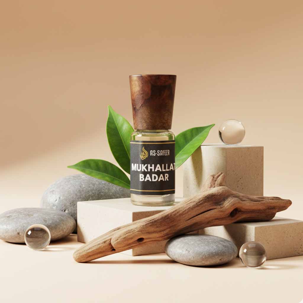 Mukhallat Badar Roll On Attar – Premium Oud Woody Attar for Men | Long-Lasting Arabic Fragrance