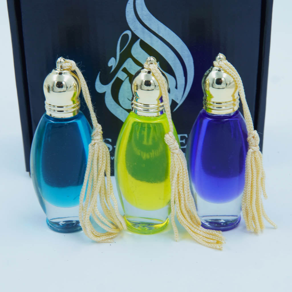 Luxury Attar Gift Set – Obsidian, Purple Oud & Zemaya | Long-Lasting Unisex Perfume Oils