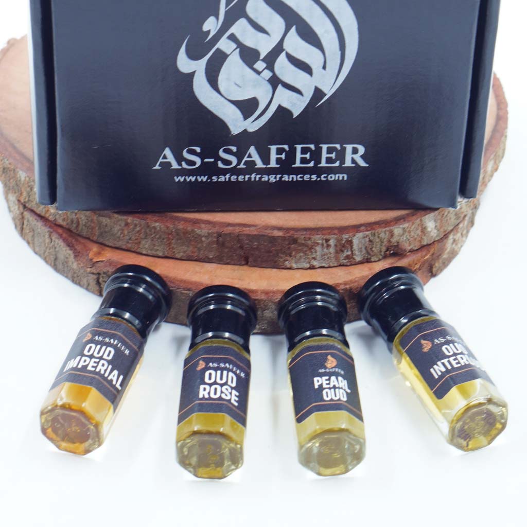 Oud Combo Set (4 Attars) – Oud Rose, Oud Interlude, Oud Imperial, Pearl Oud | Luxury Long-Lasting Attar Oils for Men & Women