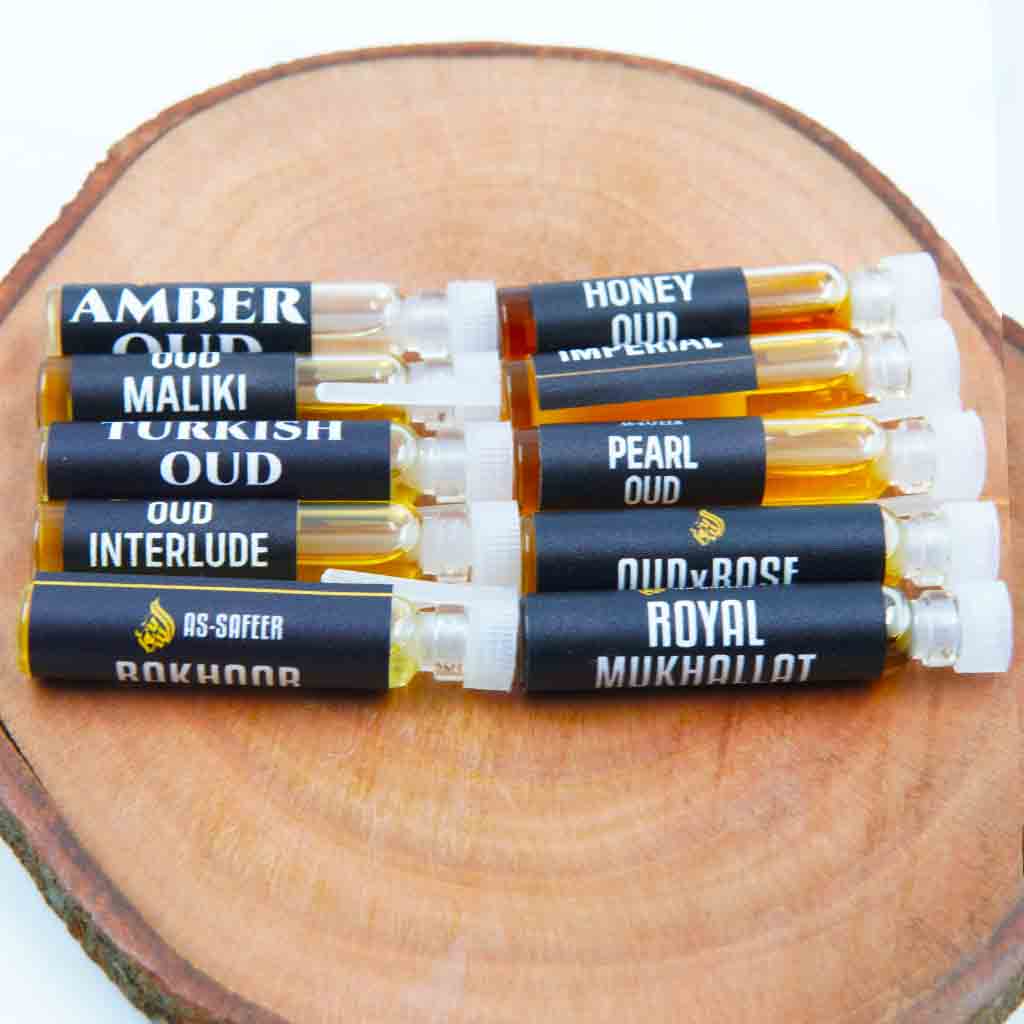Premium Oud Discovery Set – 10 Beast-Mode Long-Lasting Oud Attars | Luxury Oud Samples