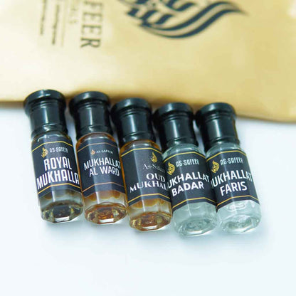 Mukhallat Discovery Kit – Premium Attar Combo | Oud, Floral & Royal Blends | Long-Lasting Non-Alcoholic Perfumes