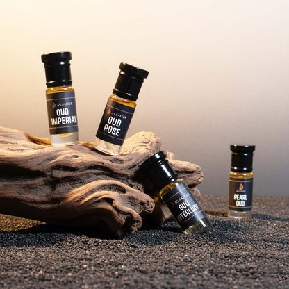 Oud Combo Set (4 Attars) – Oud Rose, Oud Interlude, Oud Imperial, Pearl Oud | Luxury Long-Lasting Attar Oils for Men & Women