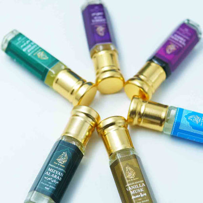Oud Al Badar Luxury Attar Gift Set – Pack of 6 Premium Arabic Attars | Long Lasting Alcohol-Free Perfume Oil